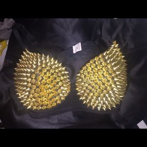 Studded Gold Bra